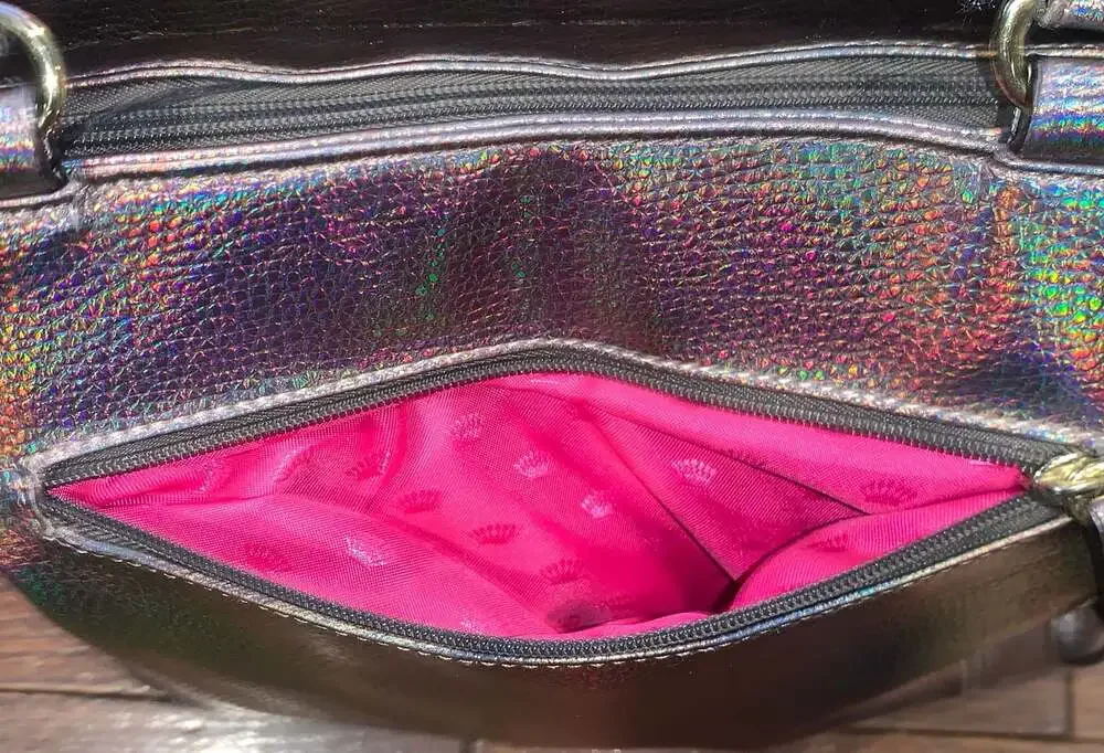 Juicy Couture Holographic Metallic Satchel Bag Y2K Rainbow Handbag‎